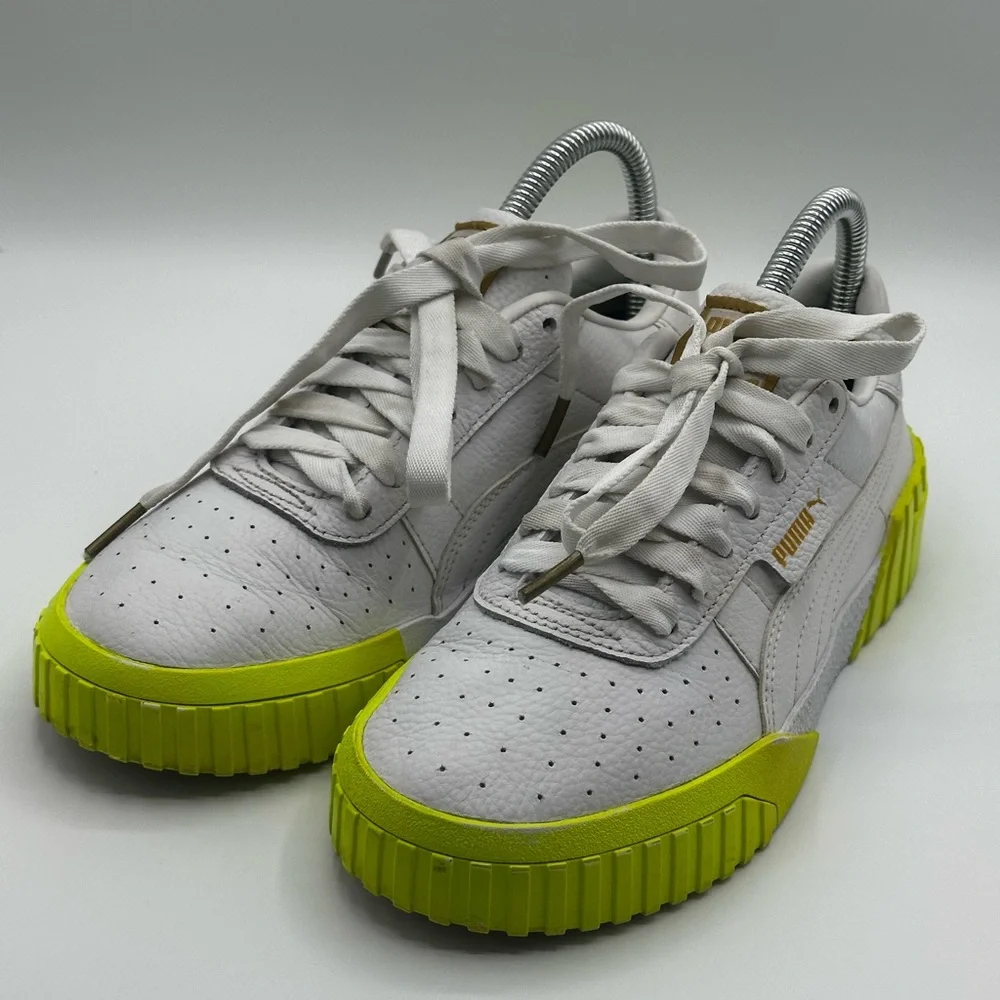 Puma Carina Leather Neon Yellow Sole